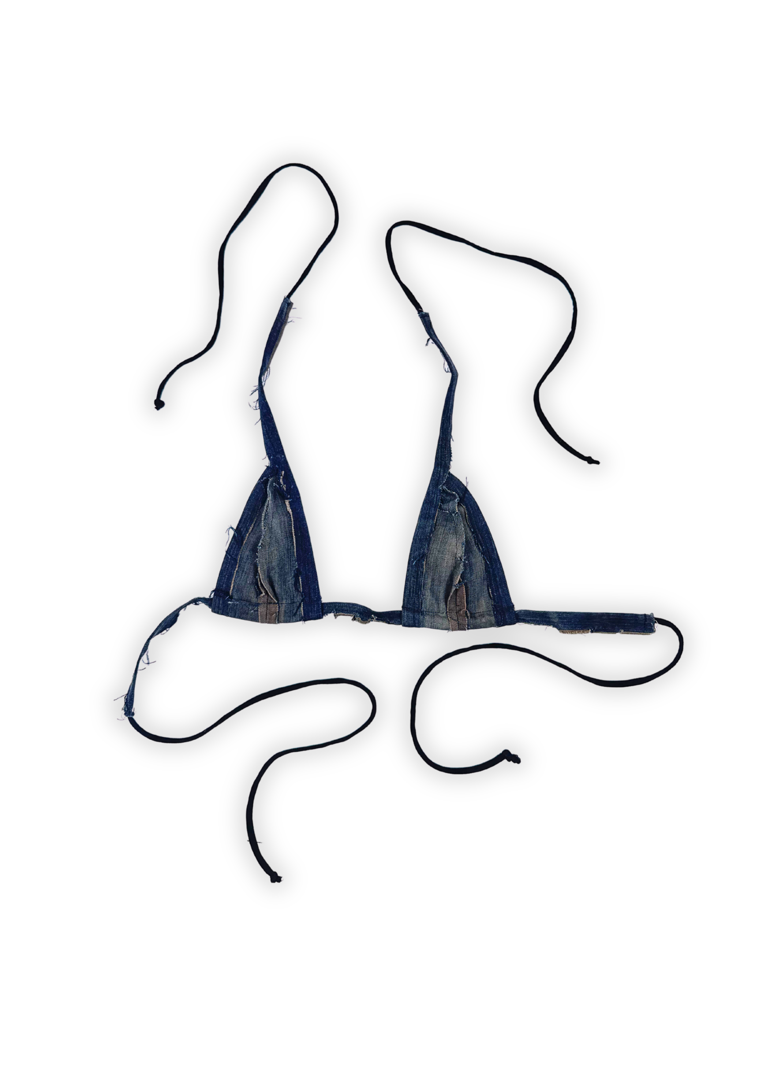 DISTRESSED DENIM BRALETTE