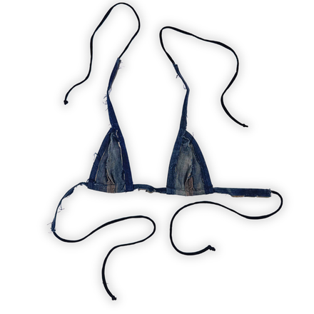 DISTRESSED DENIM BRALETTE